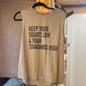 SHEIN Tan Sleeveless Graphic Top